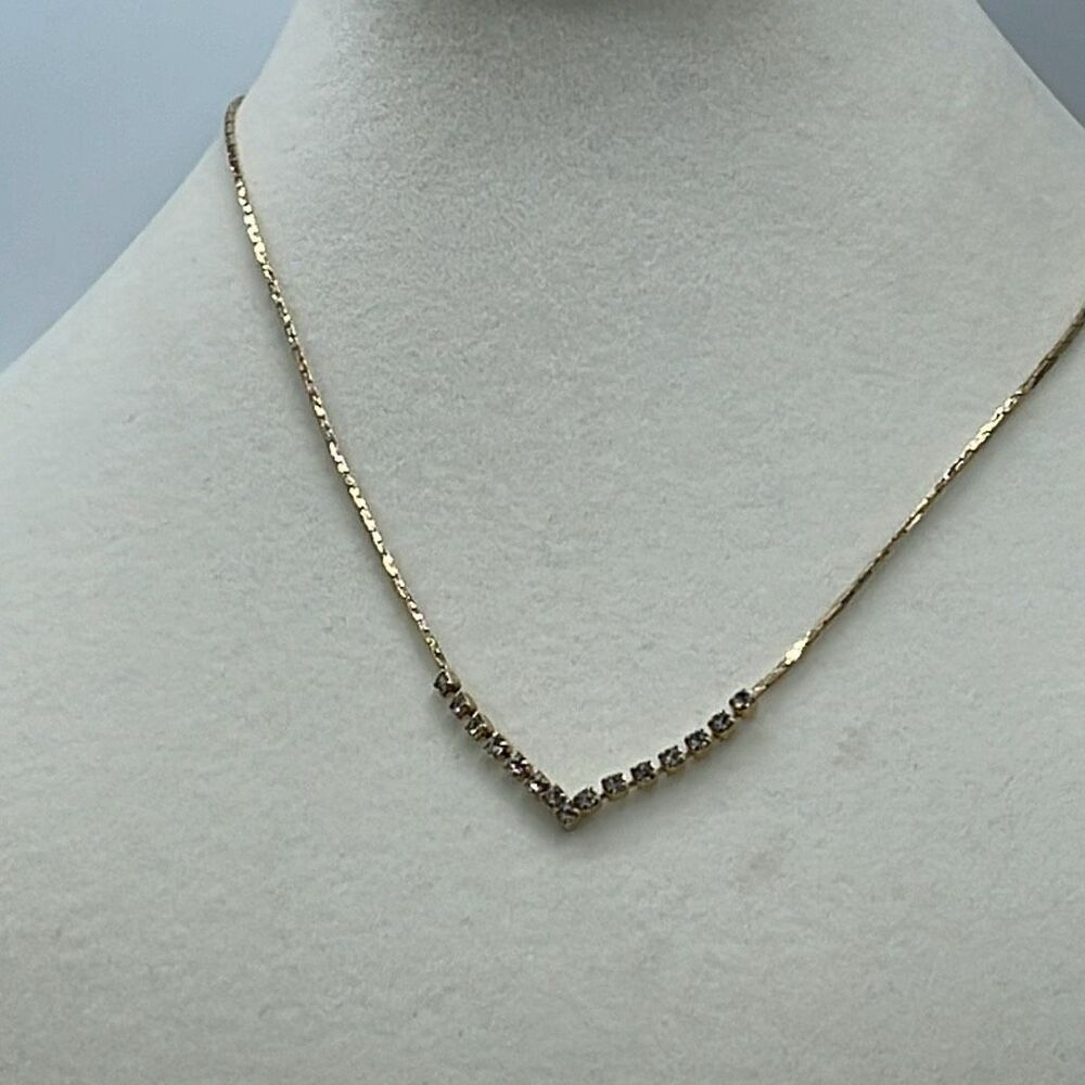 Vintage Park Lane rhinestone V decor necklace